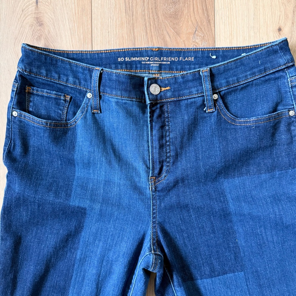 Chico's Blue Patchwork Flare Jeans - image 2